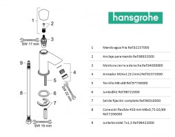 RECAMBIOS GRIFO LAVABO LOGIS HANSGROHE